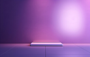 sfondo minimalista vuoto per inserimento e promozione di prodotto, luce finestra , , luce su muro color viola, colori tono su tono armonici  - obrazy, fototapety, plakaty