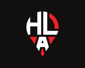 HLA letter location shape logo design.