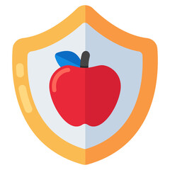 Conceptual flat design icon of secure apple 