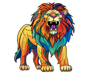 Abstract Colorful Lion Design - Vibrant and Expressive Artwork for Modern and Eye-catching Creations