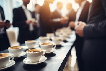 Coffee break conference. Beverage service catering on corporate business seminar. Generate ai - obrazy, fototapety, plakaty
