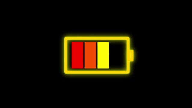 Battery charge animation, abstract graphic visualization of mobile devices rechargeable batteries being charged, 4k footage