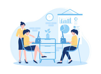  people who analyse growth charts concept flat illustration