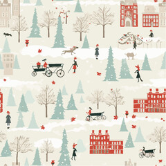 Seamless pattern of christmas day in England