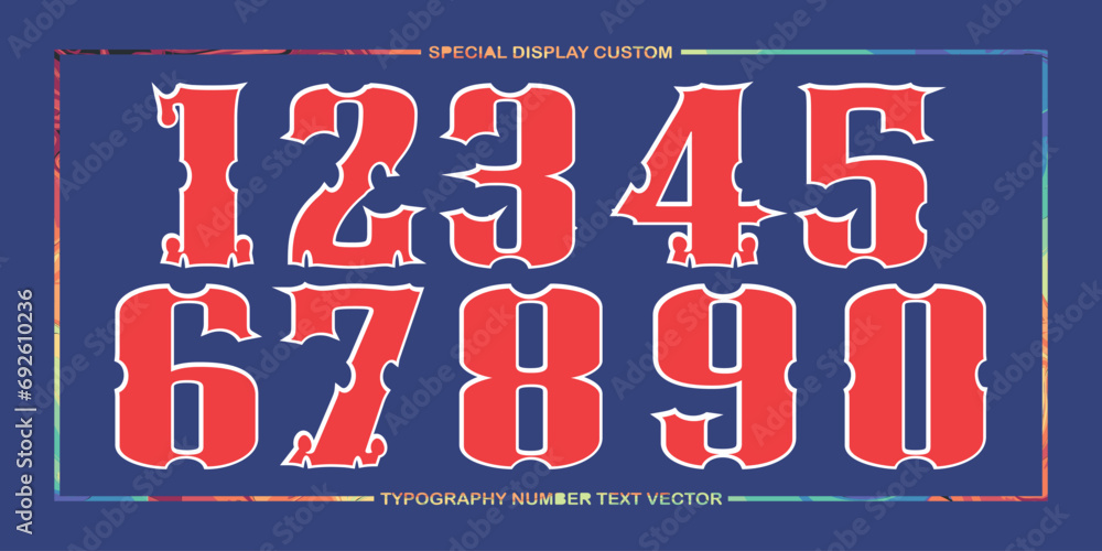 Poster assorted digital custom vector numbers. minimum. color gradation. dark. banner network. 3d effect. d