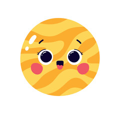 Obraz premium Cute vector illustration character planet venus isolated on white background