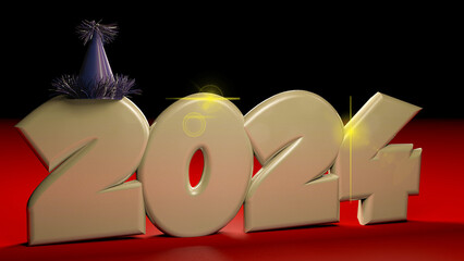 2024 New Year celebration 3d model red carpet