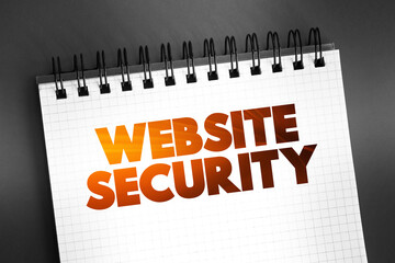 Fototapeta premium Website Security text on notepad, concept background
