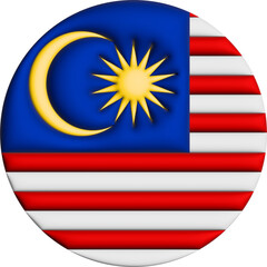 3D Flag of Malaysia on circle