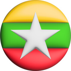 3D Flag of Myanmar on circle
