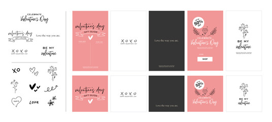 Valentine event corporate greeting graphic design template with Hand drawn vector illustration _ Valentine's day 
