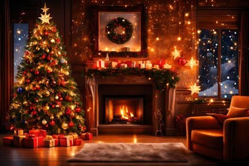 Fototapeta na wymiar christmas tree in the living room