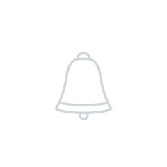 Grey Outlined Bell Icon on White Background.