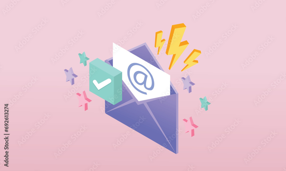 Aufkleber 3d mail envelope icon with notification new message. email letter with letter paper read icon. messa