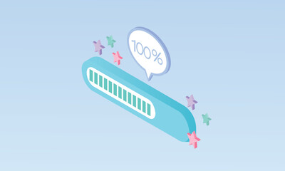 Naklejka premium 3d loading bar icon.on pastel background.3d handmade.3d vector icon for technology,business illustration.