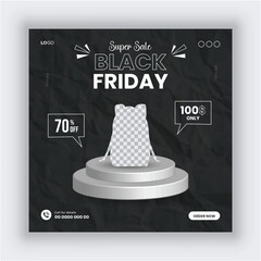 Black friday sale social media post design. Black friday sale intagram post template