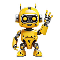 Yellow cute robot raising hand to greet human Graphic t-shirt design