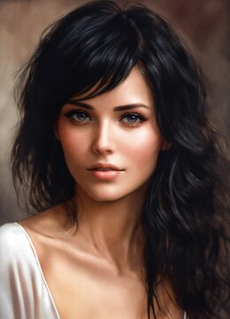 pretty woman , realistic photo, black hair