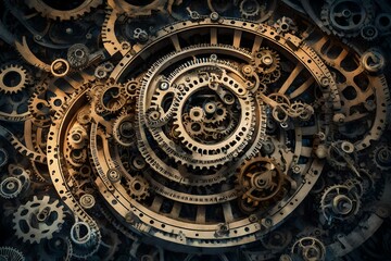 background with gears and cogs - obrazy, fototapety, plakaty