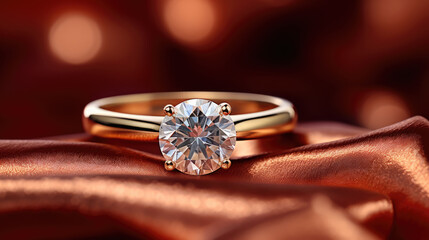 Beautiful detail of golden diamond ring. 