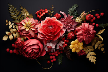 Floral arrangement with trendy colors 