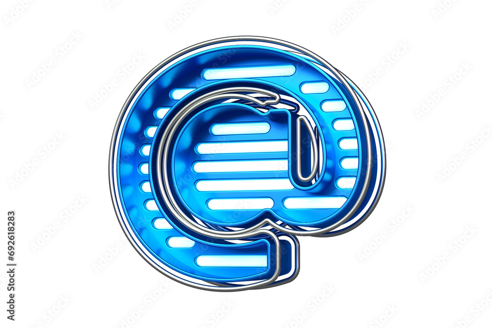 Poster chrome and blue 3d font at sign. flashing lettering for creating titles, ad headers and eye-catching