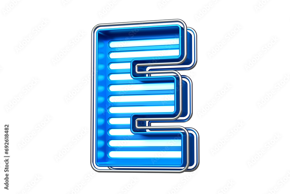 Poster lettering with luminous lines character e. flashing lettering for creating titles, ad headers and ey