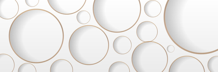 Modern abstract white circle banner background. Luxury and elegant overlap geometric shape texture. Vector illustration