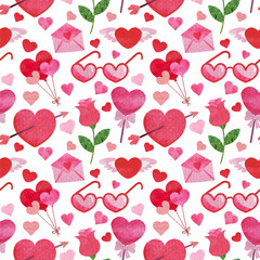 watercolor hearts love seamless pattern