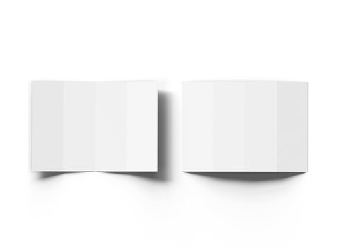 Blank four roll fold A4 size leaflet 3d render on a transparent background 