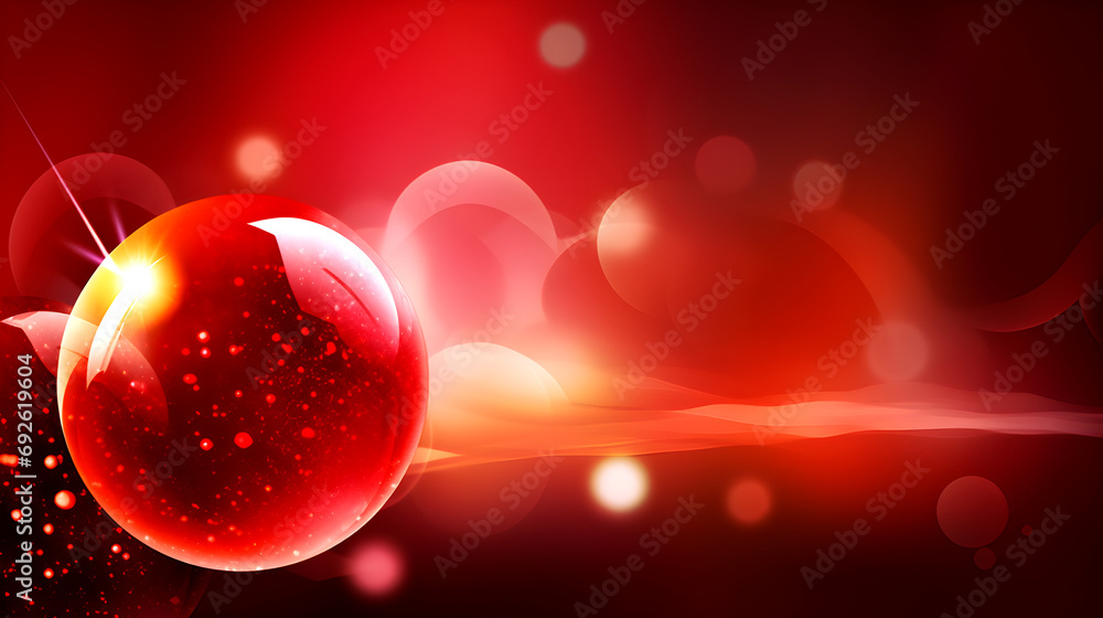 Aufkleber large red bubbles and smaller particles against a glowing red background with soft waves, giving a w