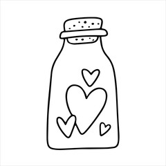 vector illustration of love and valentine's day glass jar with hearts inside. jar for lovers