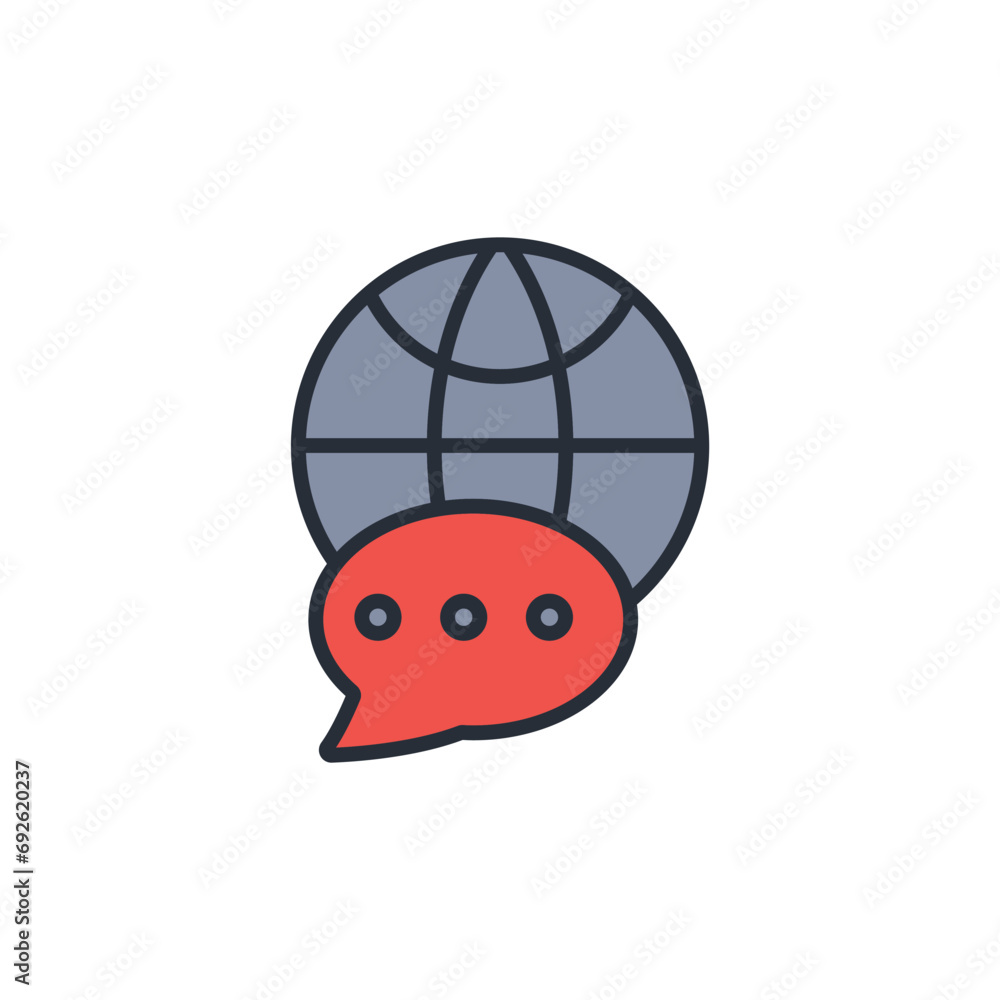 Poster language icon. vector.editable stroke.linear style sign for use web design,logo.symbol illustration.