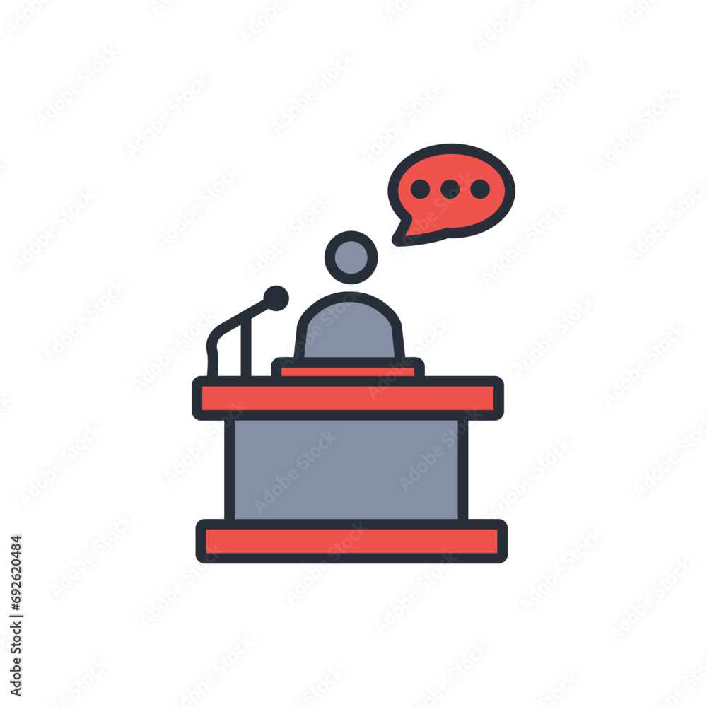 Poster speech icon. vector.editable stroke.linear style sign for use web design,logo.symbol illustration.