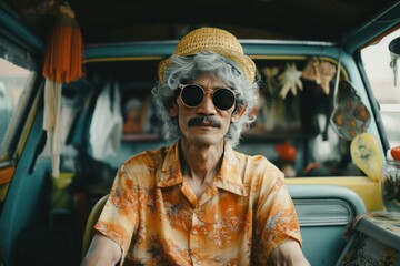 street-photo style portrait of a person in a authentic town or village surrounding