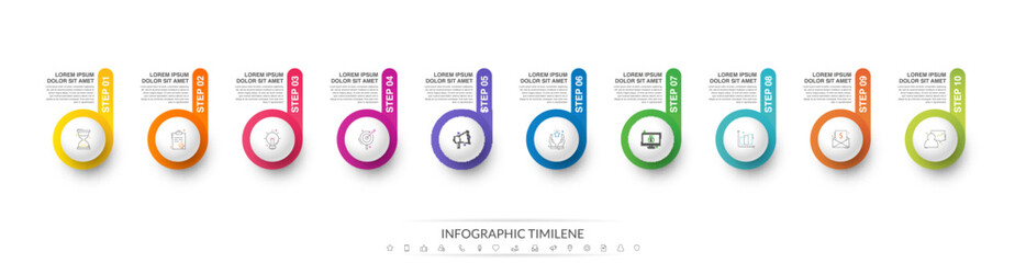 Vector template circle infographics. Business concept with 10 options and parts. Nine steps for content, flowchart, timeline, levels