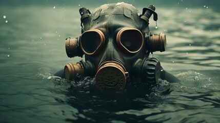 Gas mask in the ocean 