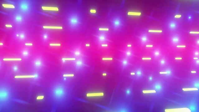 Abstract background in blue and red neon glow colors. Motion of light in galaxy. 3D animation. Space background. 3d render of tunnel, abstract cosmic background. Bright neon rays and glowing lines. 