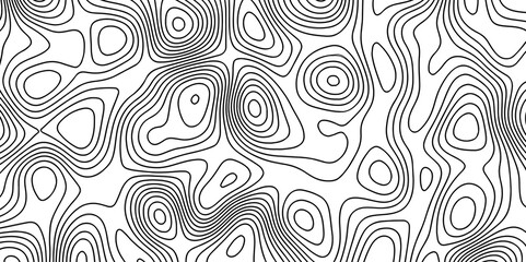 Fototapeta premium Black-white background from a line similar to a Topographic map concept with space for curvy wave isolines vector illustrations of maps Abstract Geometric background.