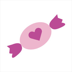 Pink candy. Vector dessert. Sweet food icon illustration.