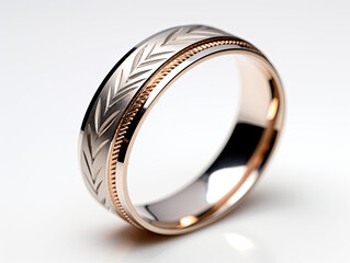 White gold ring with carved ornaments to underline it's significance.
