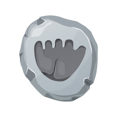 Dinosaur foot on the stone. Dinosaur or dragon paw prints.