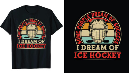 Ice hockey puck and broken stick t-shirt print vector template.Ice hockey t-shirt design Vector, Hockey, typography, vector, graphic, illustration, t-shirt design custom design mockup - obrazy, fototapety, plakaty