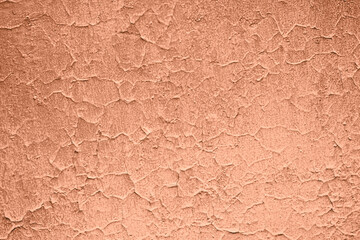Peach Fuzz toned colour grunge decorative wall background. Art rough stylized texture banner trendy...