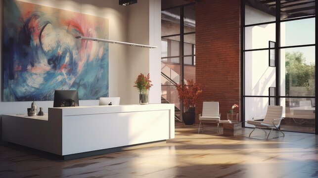 urban blur loft business illustration chic stylish, minimal contemporary, creative workspace urban blur loft business