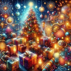 Obraz na płótnie Canvas christmas tree with lights