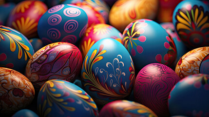 Fototapeta na wymiar Painted Easter eggs background.