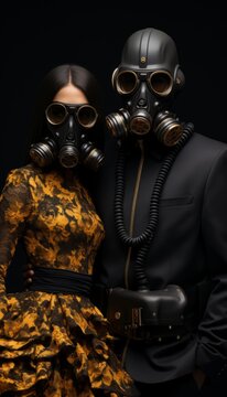 portrait of people in protective clothing against chemical protection and radiation.