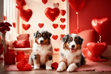 Fototapeta na wymiar Valentine's Day, two furry friends.