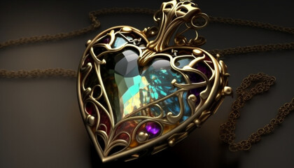 golden heart with chain
